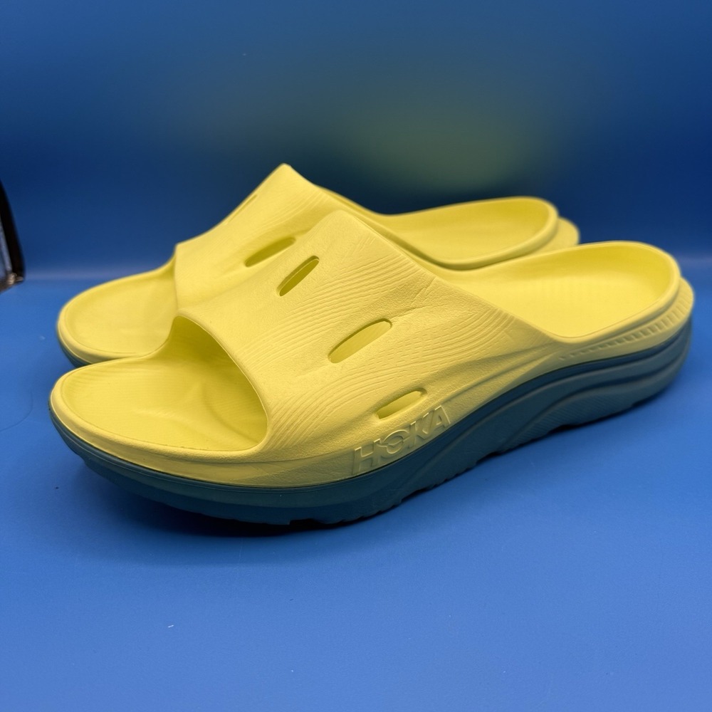 Hoka One One Ora Recovery Slide 3 Evening Primrose Deep Lagoon Lake Mens Size 13